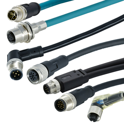 Мужской женский водоустойчивый контакт 26AWG Au соединителя M12 - кабель 22AWG