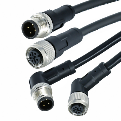 Мужской женский водоустойчивый контакт 26AWG Au соединителя M12 - кабель 22AWG