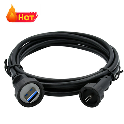 Женский микро USB Jack водонепроницаемый USB C кабель в черном цвете