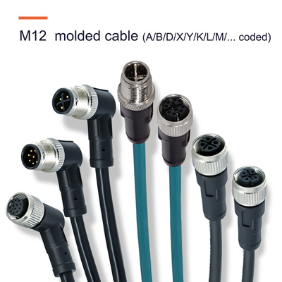 Pa66 gf20% Вставляемый материал IP67 водонепроницаемый M8 M12 соединители для тяжелого оборудования