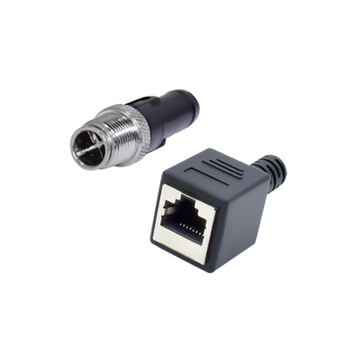 Разъем M12 - RJ45, 4A, IP67, водонепроницаемый, штекер-розетка