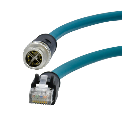Кабель Ethernet M12 8-контактный X-кодированный штекер - RJ45 Gigabit Ethernet IP67