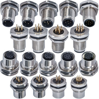 M12 A код водонепроницаемый разъем 3-17 контактов IP67/IP68 DIN для монтажа на панель