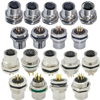 M12 A код водонепроницаемый разъем 3-17 контактов IP67/IP68 DIN для монтажа на панель