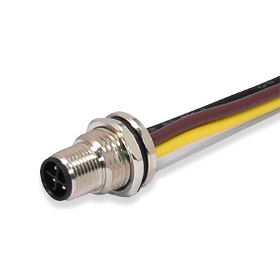 IP67 M12 Waterproof Connector with Screw Lock and Panel Mount for -25°C to +85°C Temperature Range