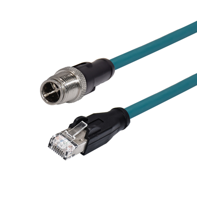 Мужчина M12 8pin x кодируя к мужчине RJ45 отлил защищаемый водоустойчивый кабель в форму IP68 соединителя