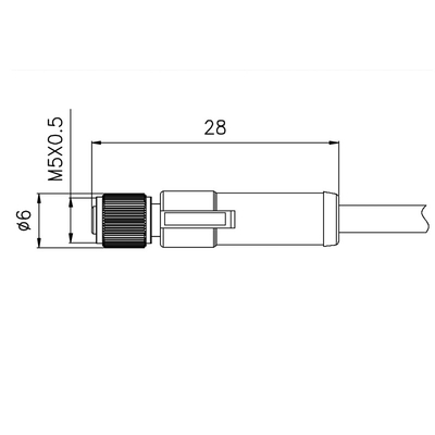 Контактный разъем TPU GF IP67 M5 3 прямо к женскому отлитому в форму PVC 0.5m