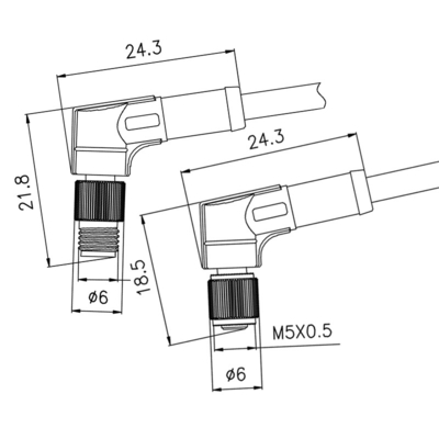 M5 делают сборку кабеля водостойким разъем-розетки 3 Pin мужскую выведенную/прямоугольную отливая в форму
