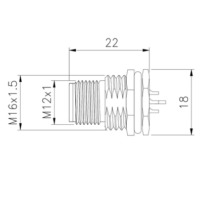 Тип соединитель припоя Pin водоустойчивого соединителя 300V 8 автоматизации фабрики M12 прямой