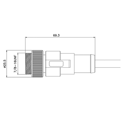 12mm метрическое 300V 13A отлило прямой кабель в форму 7/8&quot; Pin мужчины 5