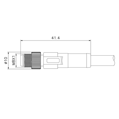 Pin 8 IP68 кабельного соединителя PA66 M8 водоустойчивый отлитый в форму мужской прямой