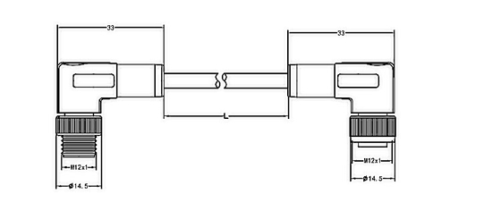 Соединитель электрического провода CuZn M12 водоустойчивый двинул под углом мужчина 3 Pin к женскому прямоугольному TPU